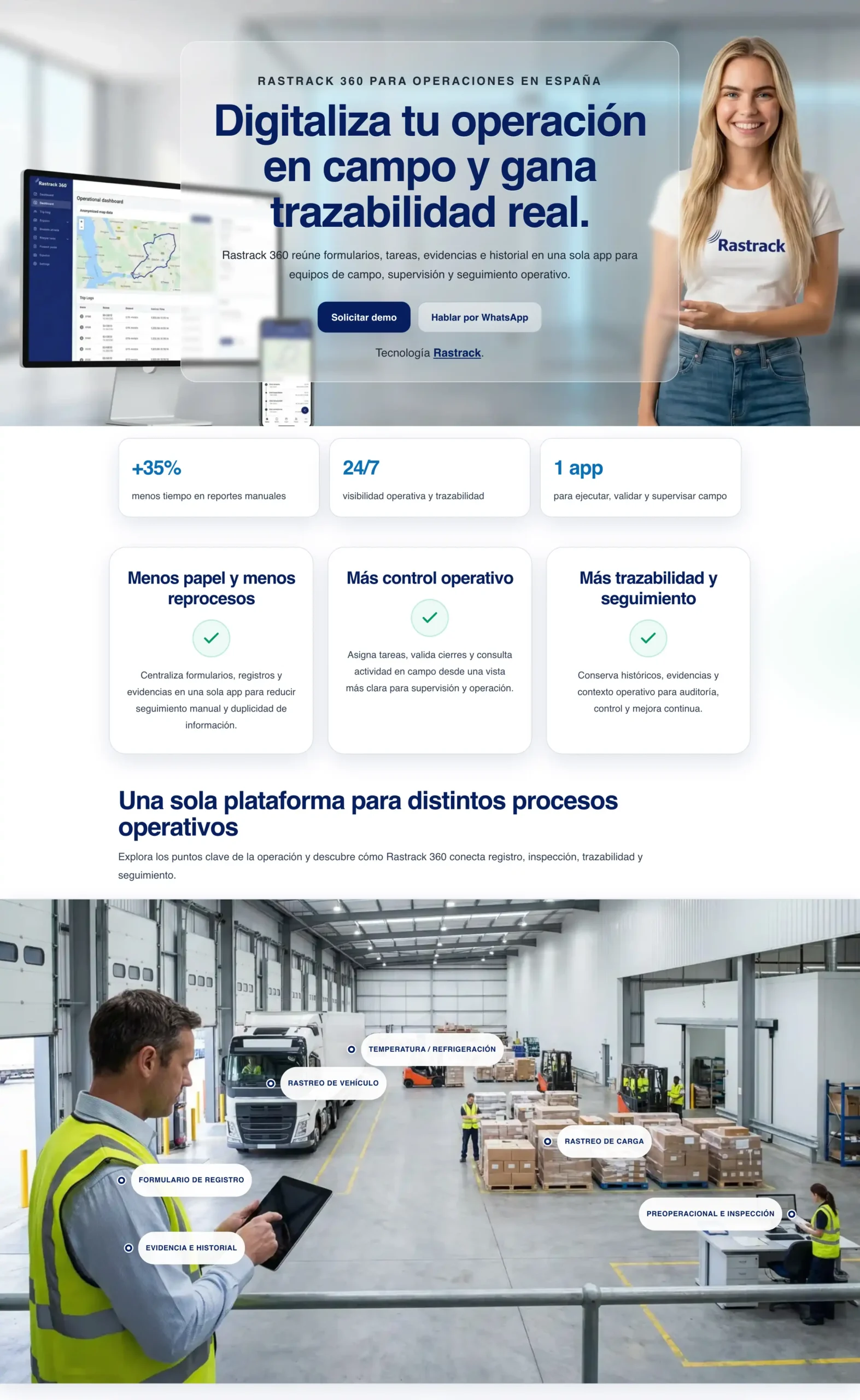 Diseño de landing page para Rastrack
